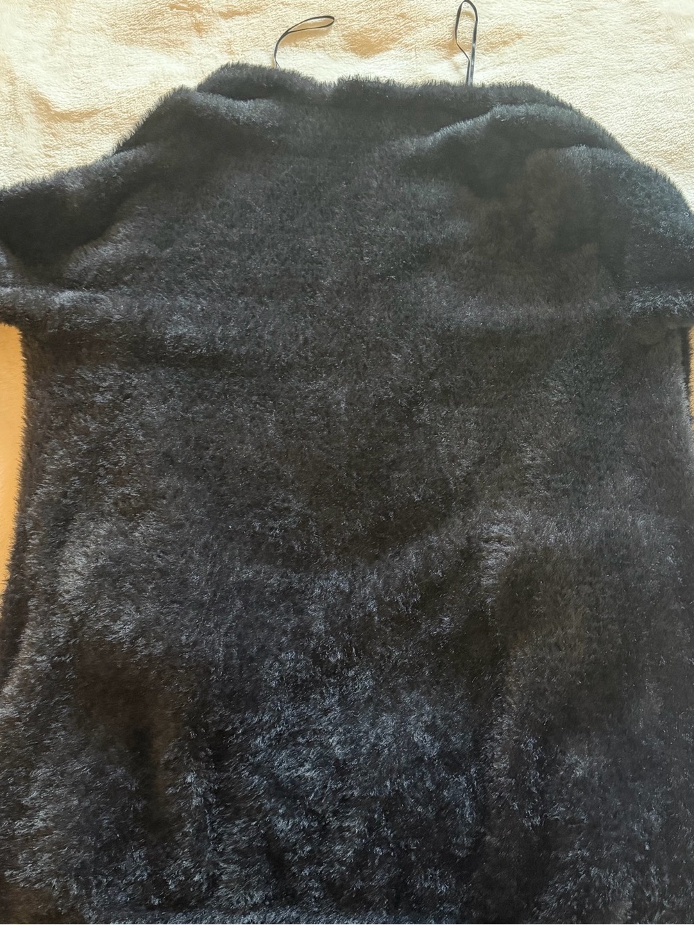 Black Fuzzy Open-Front Women's Cardigan - Picture 4 of 4